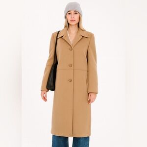 Dana Buchman Cashmere Angora Wool Camel Tan Full Length Coat Ukraine Sz 10